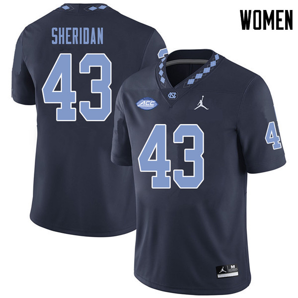 Jordan Brand Women #43 Hunter Sheridan North Carolina Tar Heels College Football Jerseys Sale-Navy